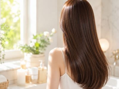 後ろ姿の長髪の女性